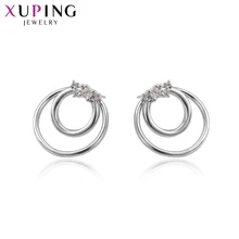 Xuping элегантные ювелирные изделия двойной Круглый с родиевым цветным покрытием серьги гвоздики для женщин специальный дизайн подарок S57.2-93369