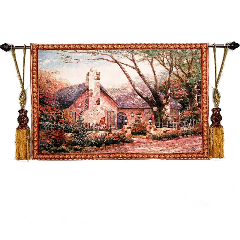 Белгальский гобелен настенный tapisserie Florey коттедж 137*104 см GT-CS0016 | Дом и сад