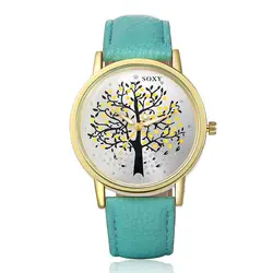 Бренд Soxy новый для женщин часы Мода и повседневное роскошные кожаные часы Дерево Печатных Элегантные наручные Высокое качество relojio