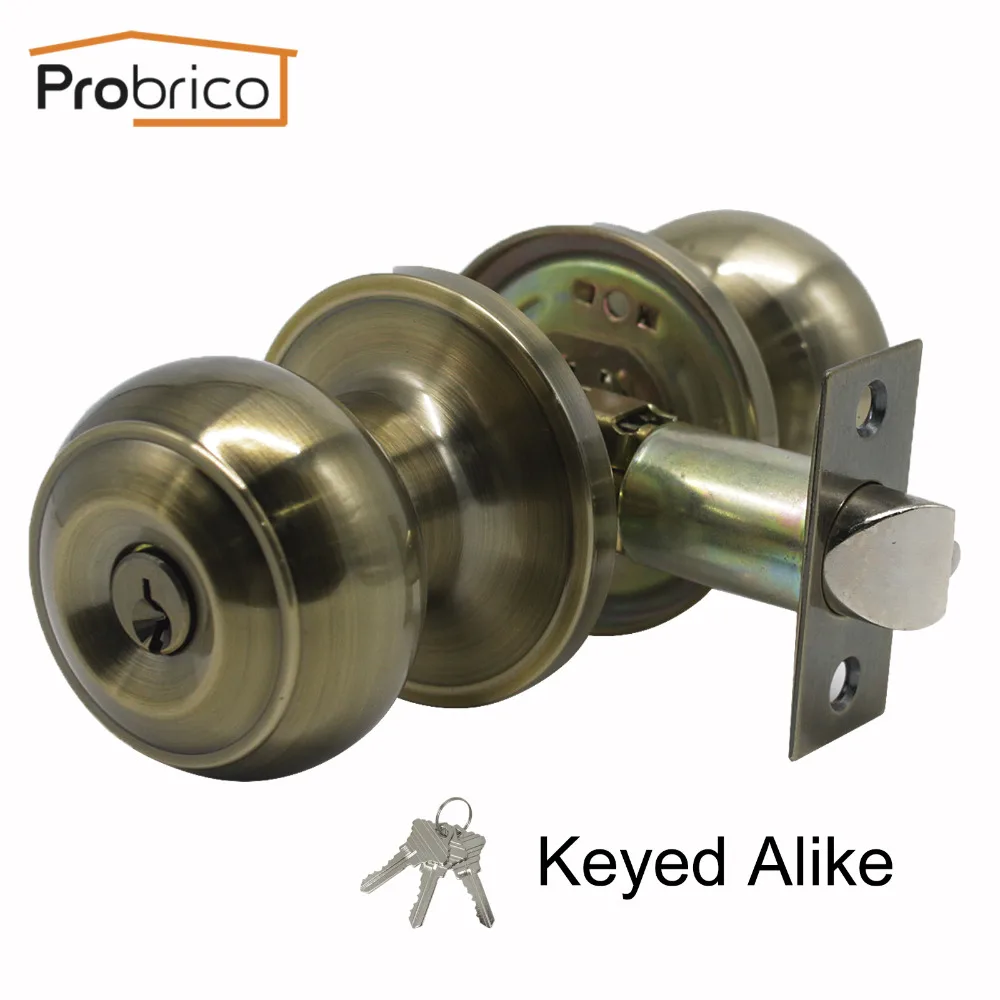 Us 18 99 Probrico Flat Ball Style Keyed Alike Door Locks Antique Bronze Entrance Lock For Bedroom Bathroom Anti Theft Interior Home Lock In Door