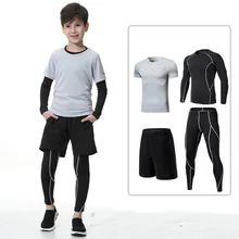 Детский спортивный костюм, облегающая одежда, детская одежда для бега, фитнеса, баскетбольная компрессионная спортивная одежда, спортивный комплект для тренировок и бега