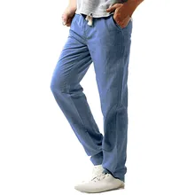 Мужские свободные льняные брюки, повседневные брюки, мужские повседневные тонкие льняные брюки hosen, одноцветные брюки