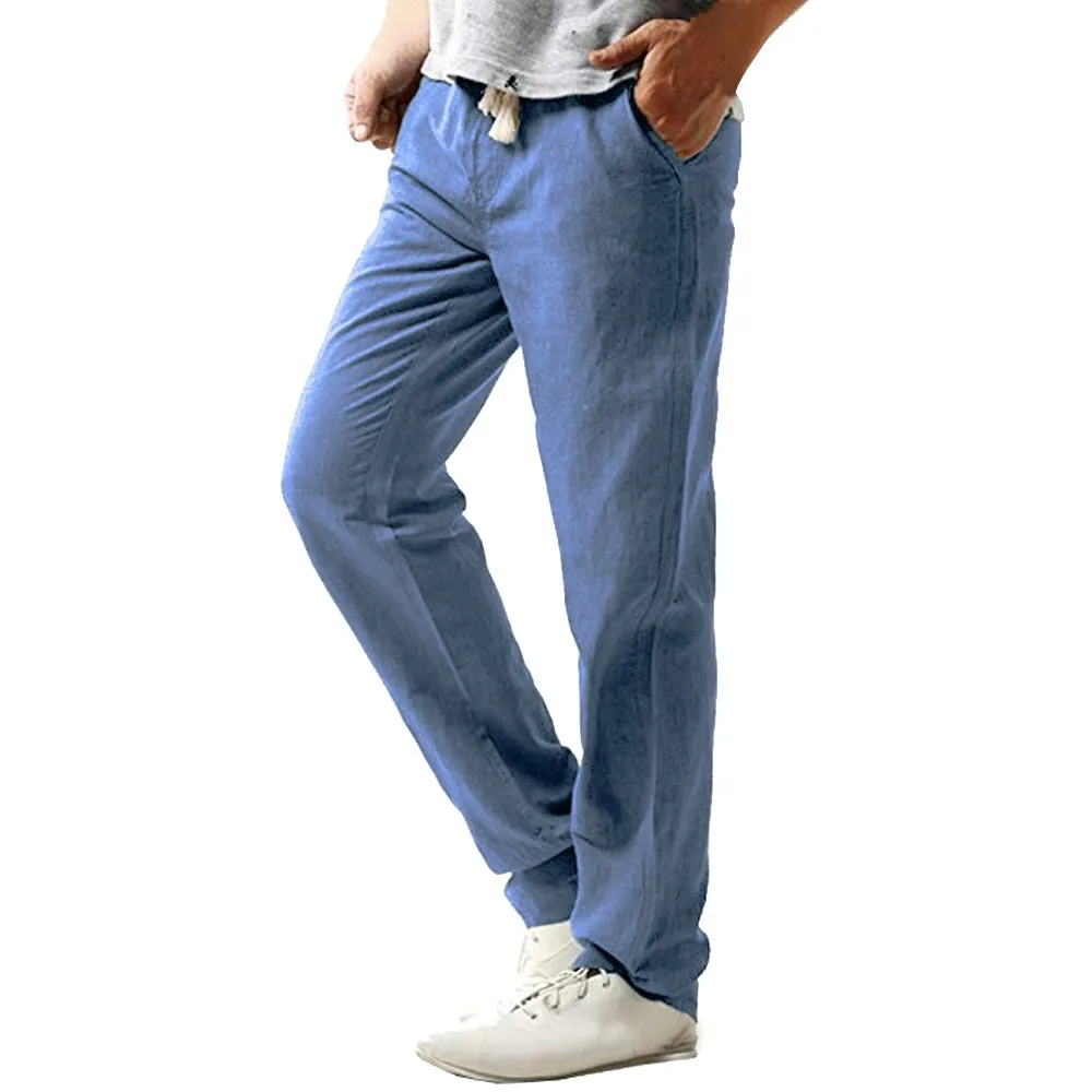 

Men's Loose Linen Pants Casual Pants Men Men's Casual Slim Strand hosen Linen Hose Pant Solid Trousers