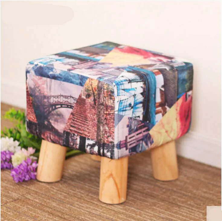 Продвижение высокого качества креативный модный деревянный стул обувь диван табурет стол табурет небольшой объем - Цвет: A