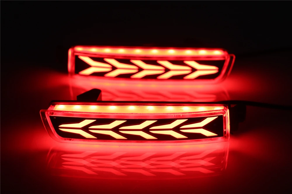 Carflashing 2PCS For Nissan Kicks Multi-functions Car LED Tail Rear Fog Lamp Brake Light Rear Bumper Decoration Lamp