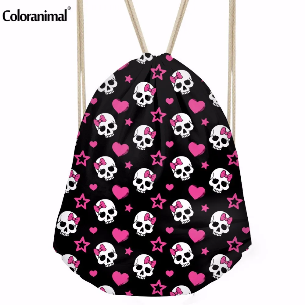 Coloranimal милый Череп головоломки для печати рюкзак Mochila Feminina леди drawstring сумка Обувь для девочек Для женщин ежедневно Повседневное Softback Сумка