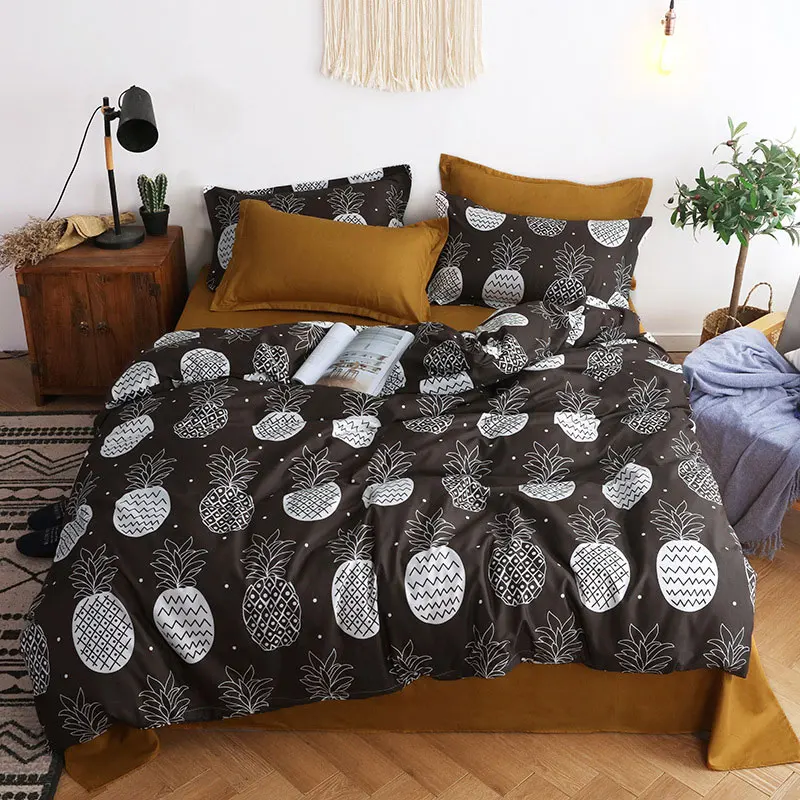 

Pineapple 4pcs Kid Bed Cover Set Cartoon Duvet Cover Adult Child Bed Sheets And Pillowcases Comforter Bedding Set 2TJ-61005