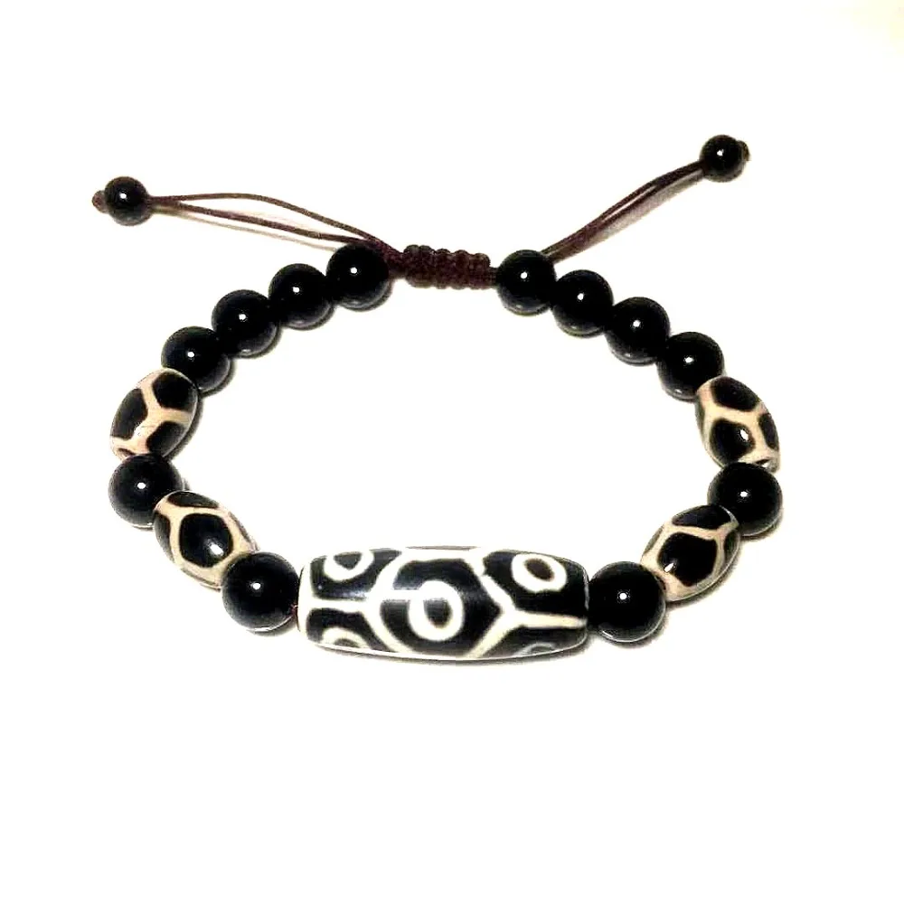 

Agate Tortoiseshell 9 eyes Fengshui DZI black&white Tortoiseshell beads woven bracelet men and women jewelry Free Shipping