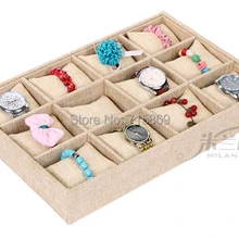 Свободный Корабль 1 шт. Бежевый Белье Браслет Ювелирные Дисплей Подушки Браслет/Часы Небольшой Лоток Для Хранения