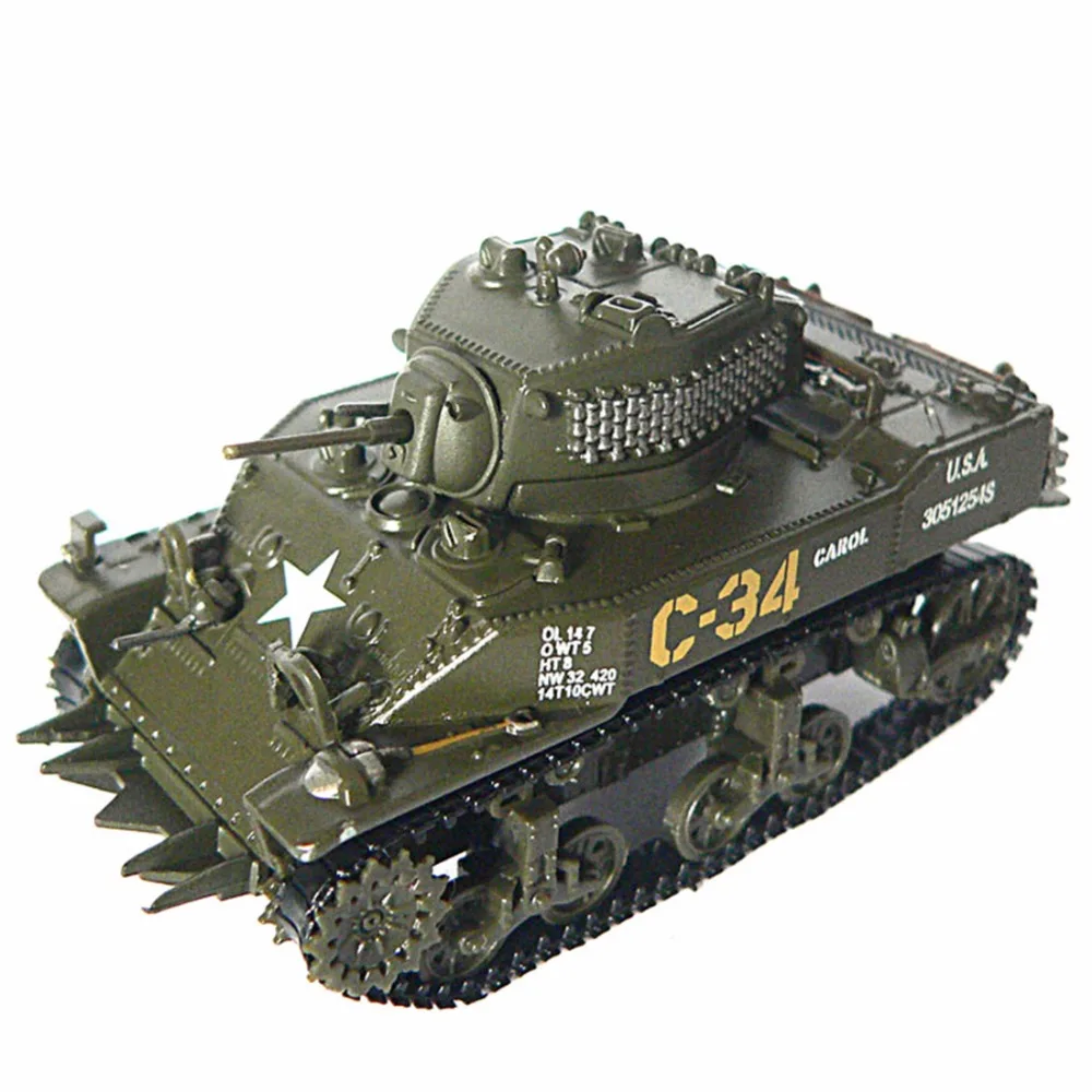 Литой 1/72 весы военного танка модели M5A1 stuat (в) 1944 литья под давлением армейский