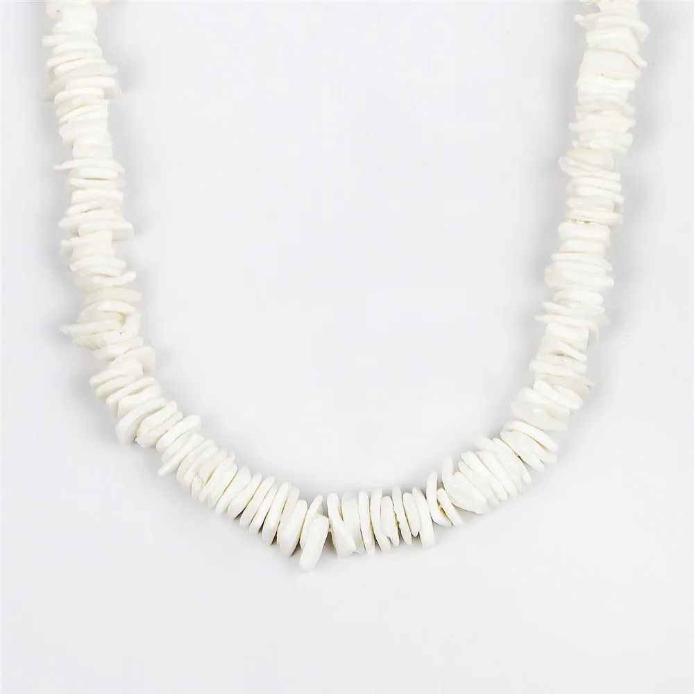 Bohemian Hawaii Puka White Clam Chips Shell Necklace Irregular Chips Seashell Choker Necklace Summer Beach Statement Jewelry