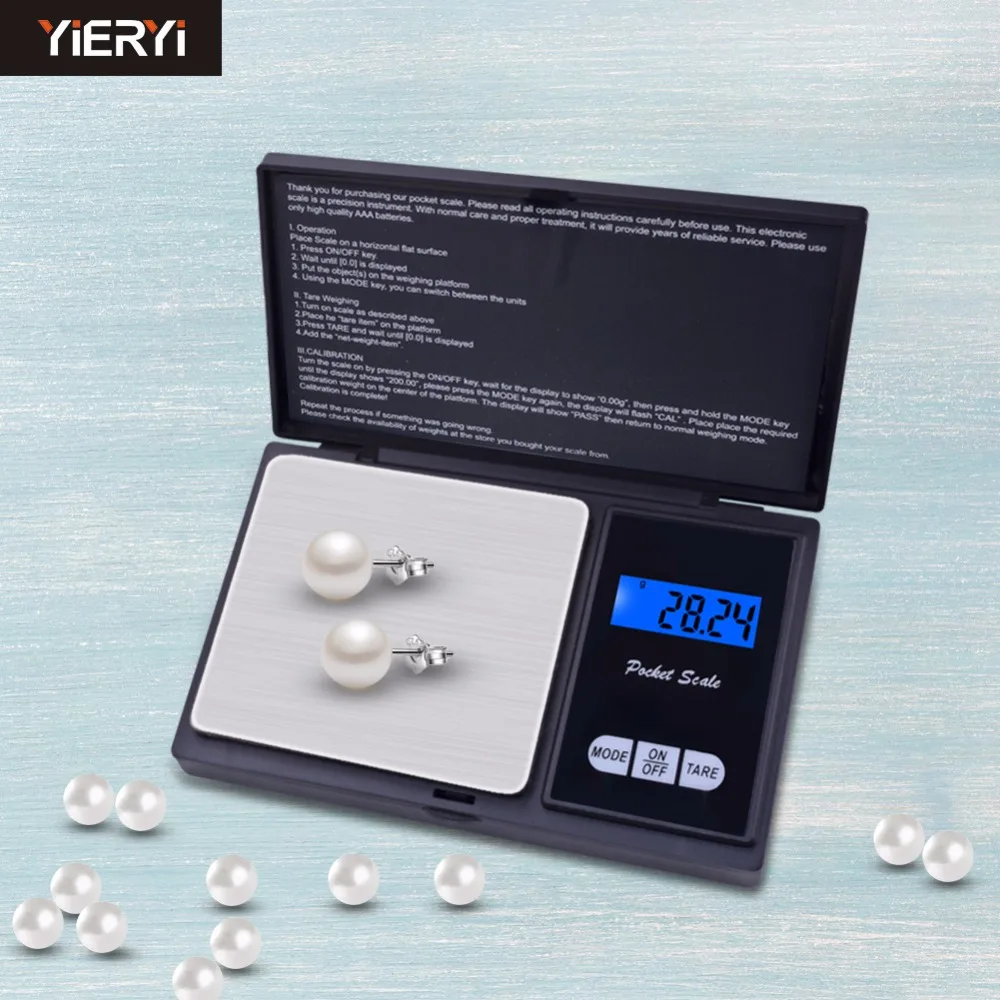 Yieryi 100 г* 0,01 г 200 г* 0,01 г 500 г* 0,01 г/0,1 г 1000 г/0,1 г ЖК-цифровые карманные весы ювелирные изделия золото грамм Баланс весы