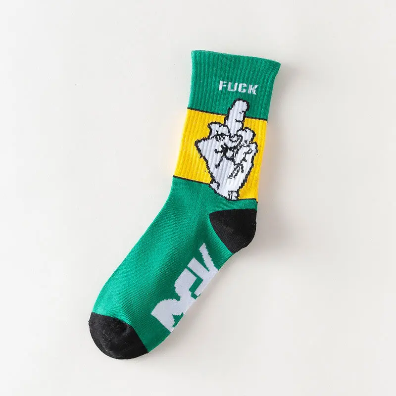 Personality Hip Hop Long Socks Men Street Skateboard Smile Letter Print Funny Mid Tube Socks Harajuku Cool Women Crew Socks (3)