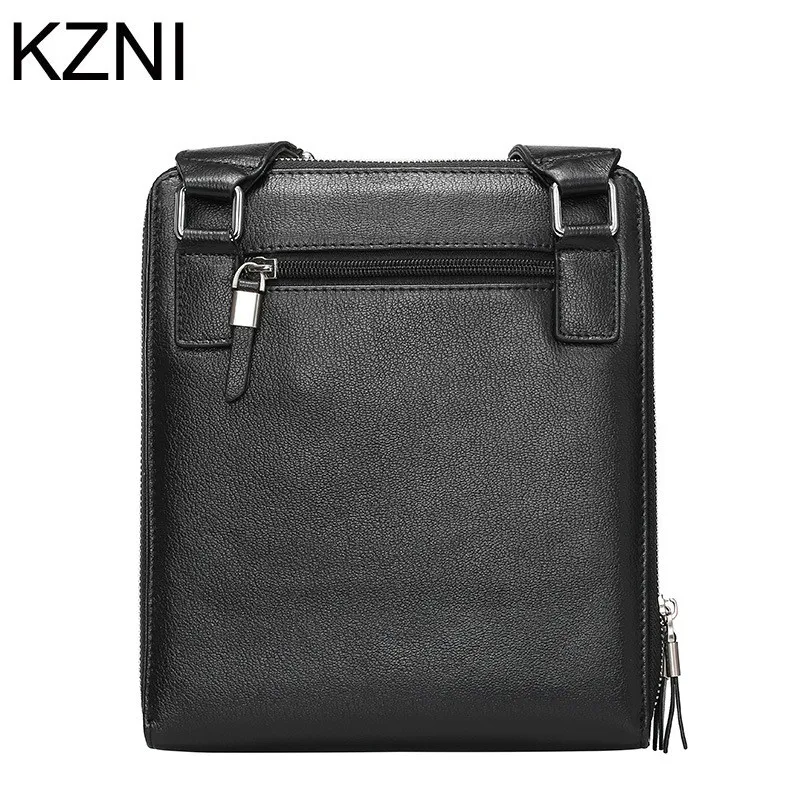 

KZNI Men bag chain genuine leather crossbody bags for Men leather handbags borse donna marche famose 2017 brand L031515