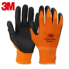 Настоящие защитные перчатки 3M дышащие износостойкие Нескользящие кожаные рабочие перчатки удобные перчатки с покрытием оранжевые