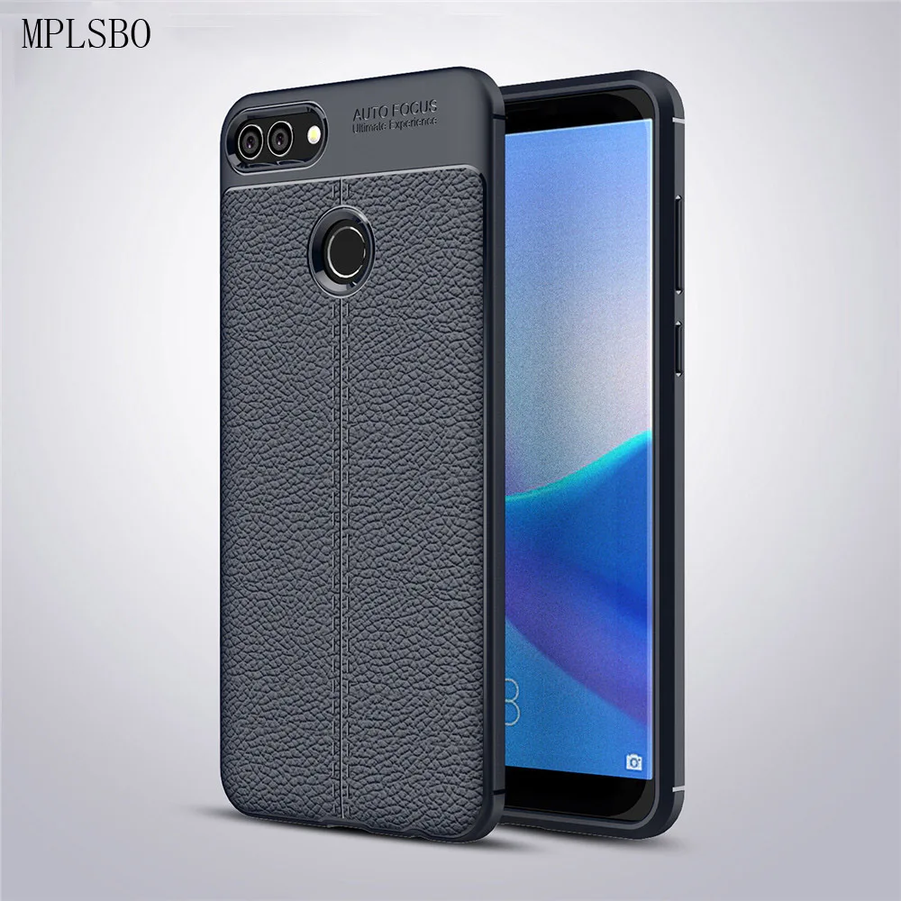 

MPLSBO Matte Leather Case for Huawei Y6 Y9 Y5 2018 TPU Protective Cover On The For Huawei Enjoy 8 Plus Original Shockproof Case