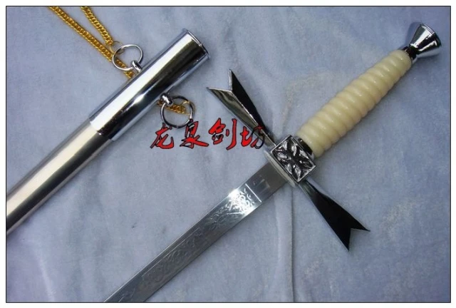 S0228 MASONIC SABLE FORNITURA KNOB CEREMONY SWORD W/ SCABBARD OPPOSITE ARROW 38
