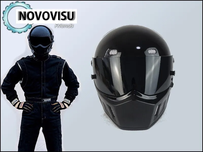 Нововису высокое качество(Bluetooth) первое поколение Stig 1 шлем черный цвет с черный с козырьком автомобиль/мотоциклетный шлем