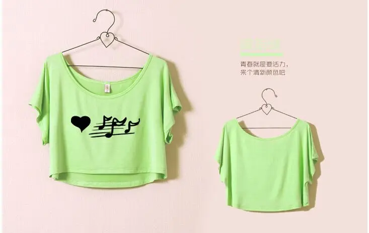 Модная свободная короткая Хлопковая женская футболка с коротким рукавом Wild Tops Music Note t-shirt