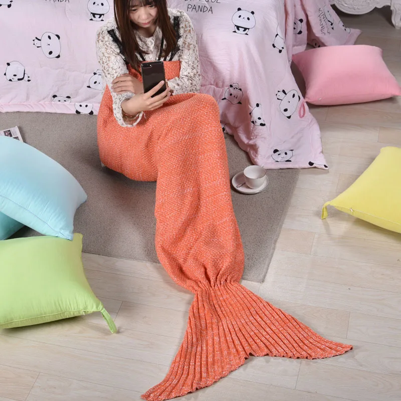 Вязаное одеяло для дивана ручная работа вязаное крючком/одеяло Русалочка