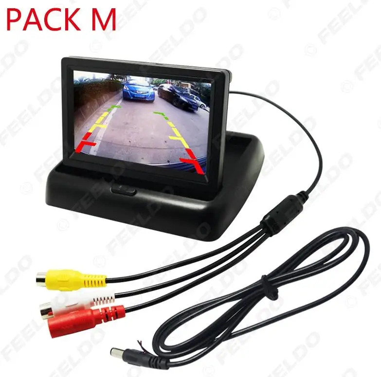 FEELDO 4," складной TFT lcd Автомобильный монитор заднего вида с резервной камерой заднего вида видео системы 2,4G беспроводной и прикуриватель - Цвет: PACK M