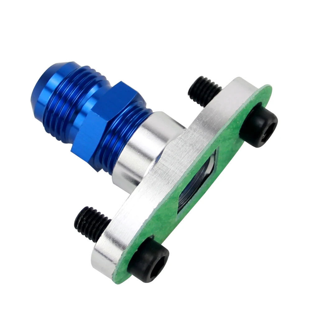 VR RACING - 1/2 NPT Female Aluminum Oil Drain Turbo Flange T3 T4 T04 GT40 GT55 silver + NPT 1/2 TO10AN Flare Fitting blue str