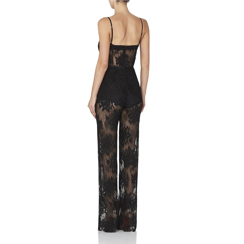 Beateen 2018 New Jumpsuits Full Length Mesh Lace Regular Bodycon Bandage Jumpsuits Fashion For Lady Hot