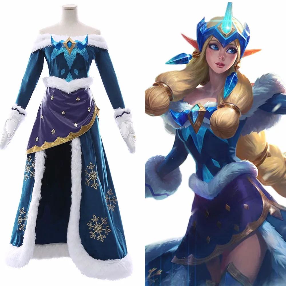 

LOL Cosplay Star Guardian Soraka Cosplay Costume Dress Magic Girl Soraka Costume Ice Snow Festival Winter Outfit Women Christmas