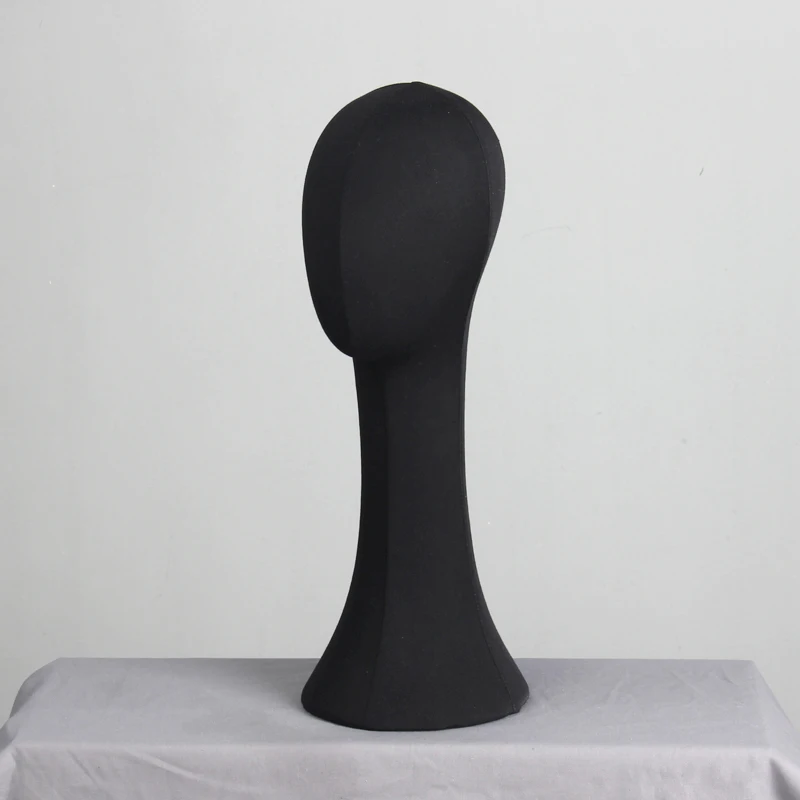 

Female Abstract Mannequin Head Display Hat Wig Scarves Headscarves Necklace Insertable Needle Foam Cloth Velvet Fabric LongBlack