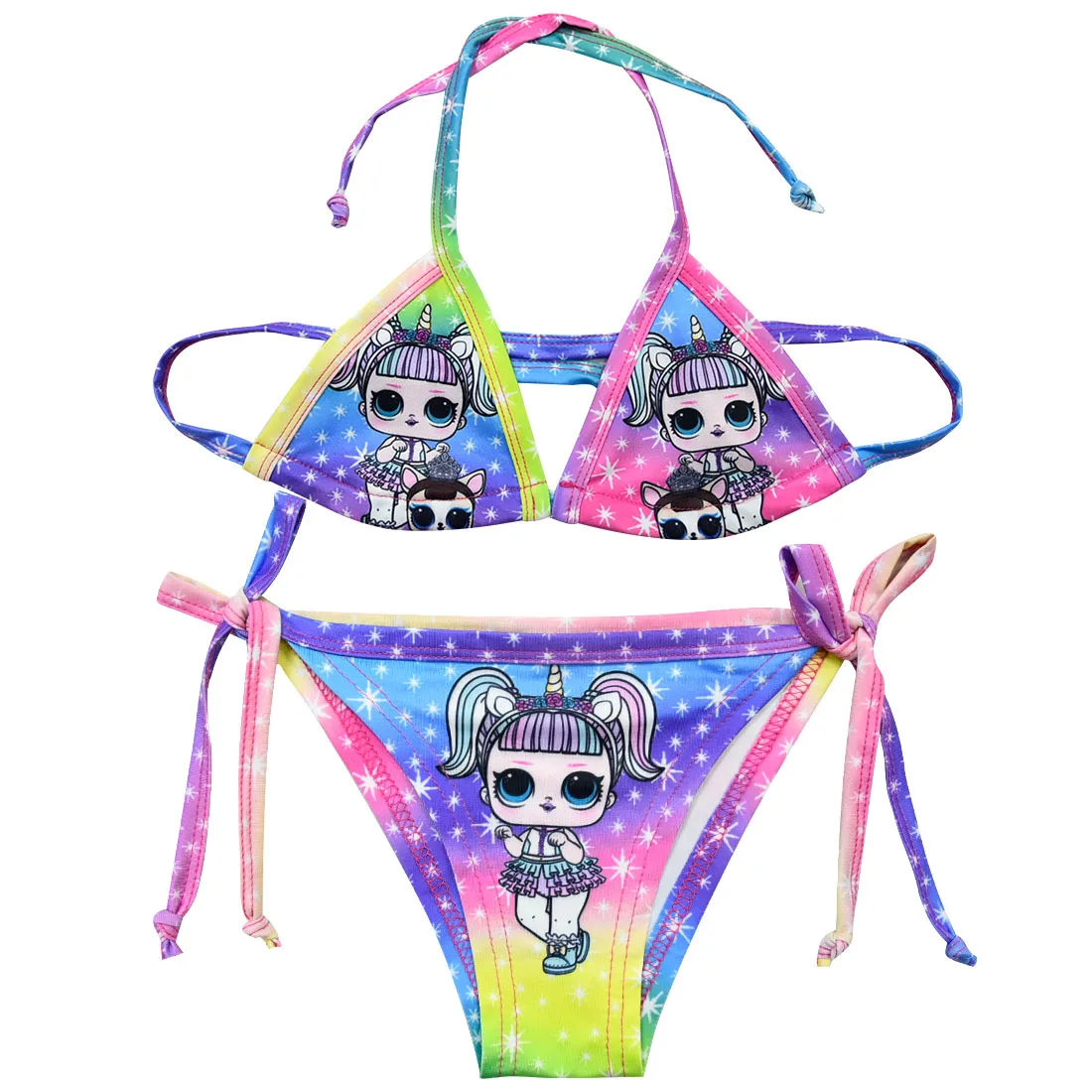 

Girls Lol Swimsuit 2019 Summer New Kids Swimwear Cartoon Bikini Sets Bandage Toddler Baby Bathing Suit Beach Wear Girls Dress