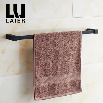 

black Towel Bar Modern Bathroom towel rail Wall Mounted Chrome Bathroom Accessories square design