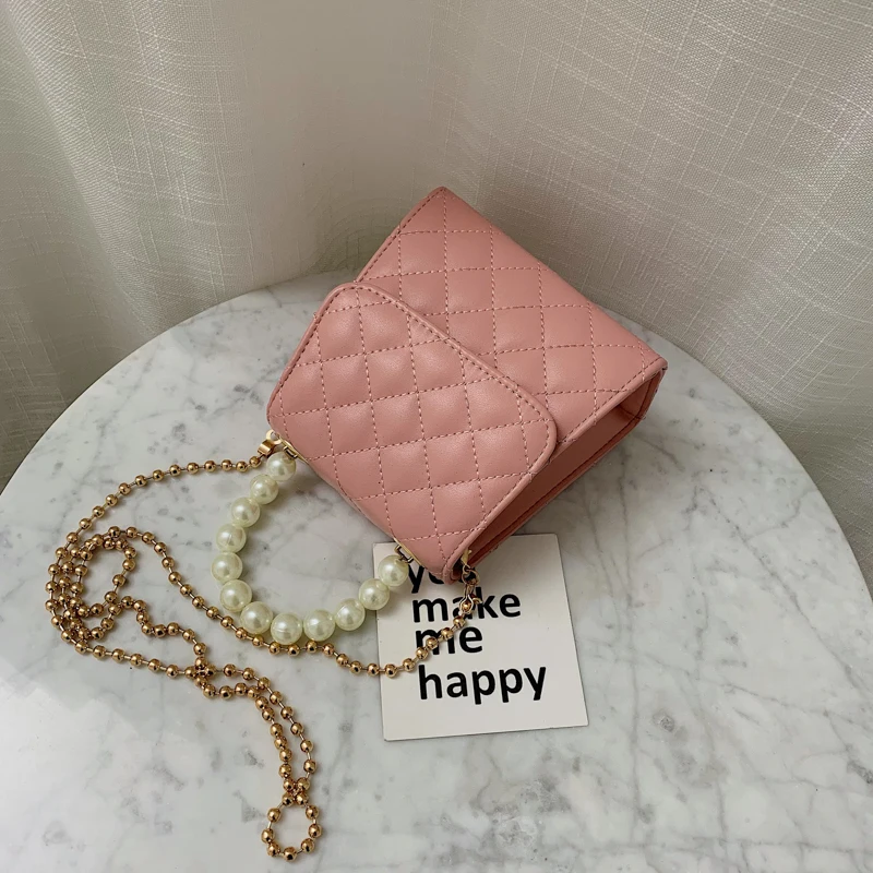 Роскошная брендовая жемчужная сумка летняя модная новая качественная женская дизайнерская сумка из искусственной кожи с цепочкой через плечо - Цвет: Розовый