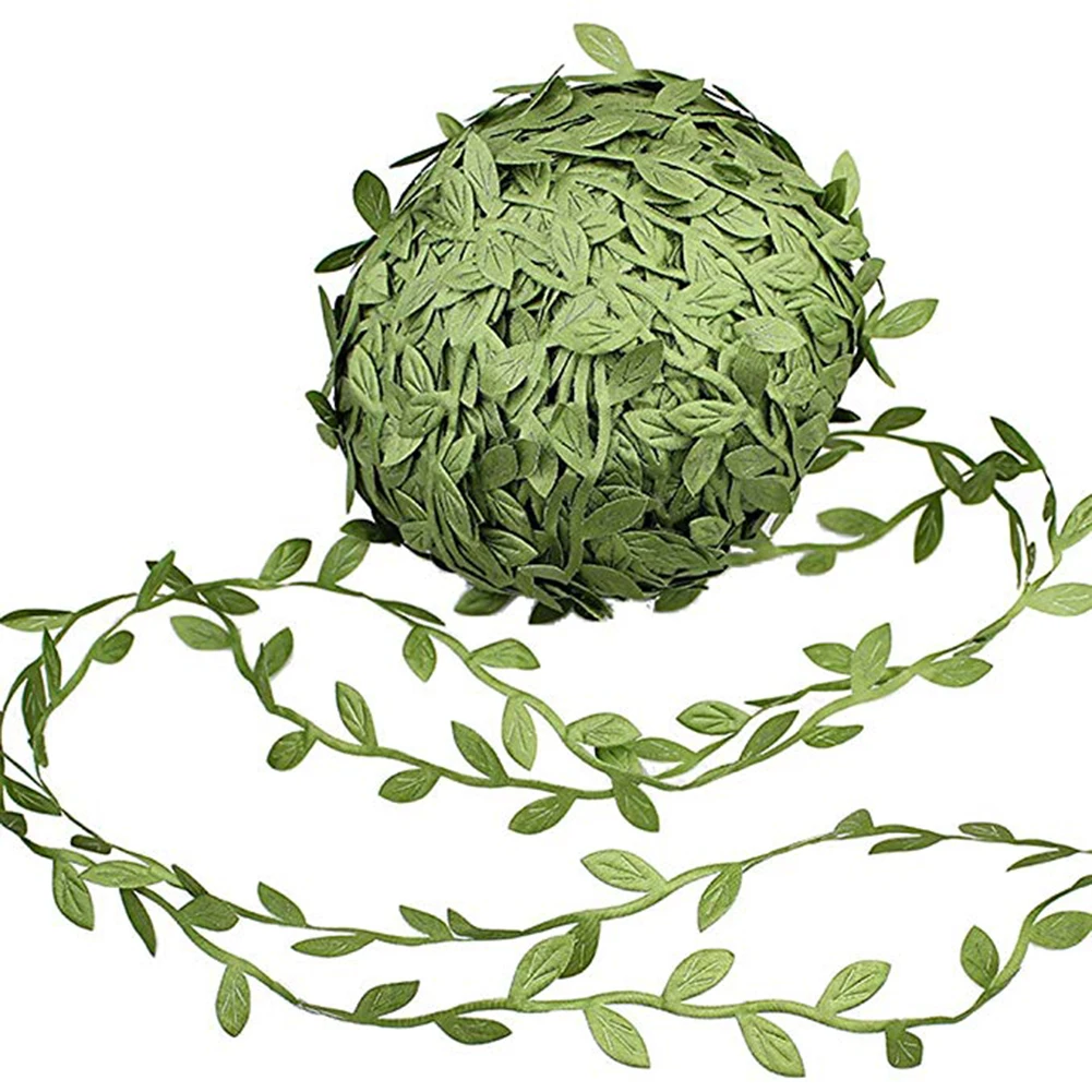 200m Simulation Green Leaves Weaving Hemp Rope DIY Wedding Birthday Decoration Rattan Gift Bouquet Packaging | Дом и сад