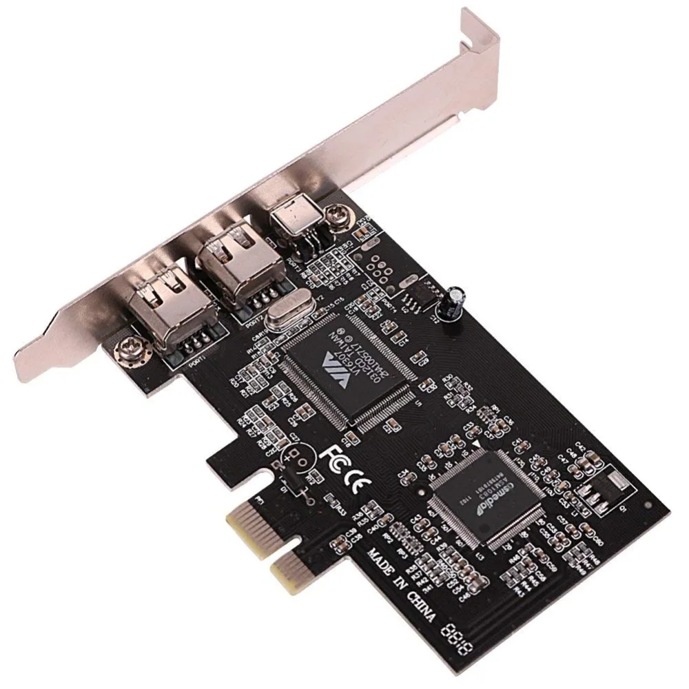 PCIe 3 порта 1394A Firewire Плата расширения PCI Express к IEEE 1394 контроллер адаптера 2x6 Pin и 1x4 Pin для настольных ПК