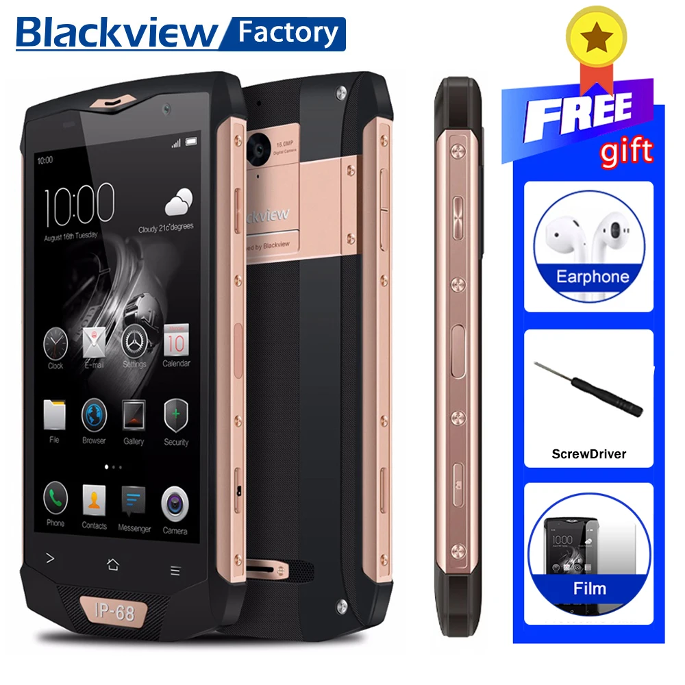Blackview BV8000 Pro IP68 водонепроницаемый смартфон 6 ГБ + 64 Восьмиядерный Android 7 0 5 &quotFHD