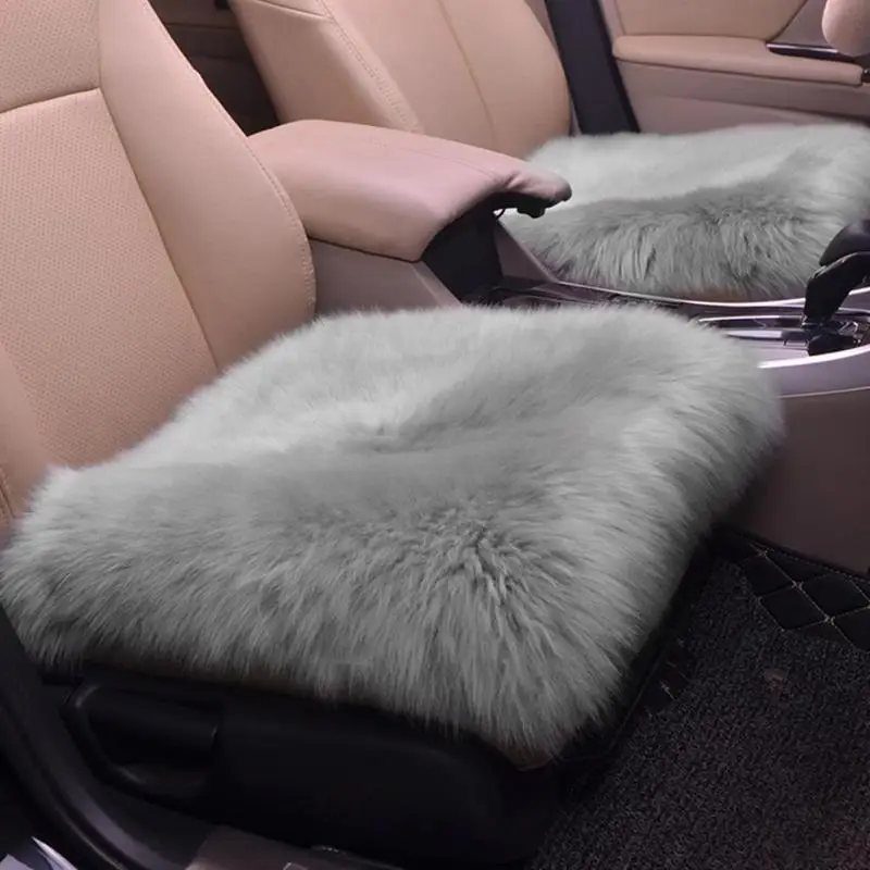 Goede 45*45cm Luxe Natuurlijke Fur Authentieke Zachte Pluizige Wol Schapenvacht Auto Seat Cover voor Auto Interieur Accessoire Seat kussen