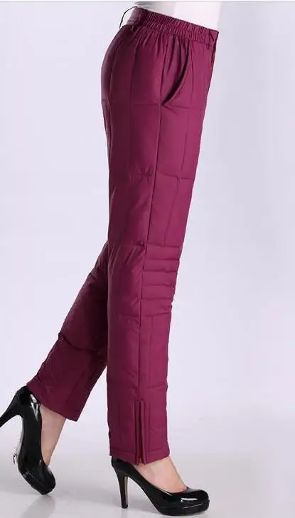 

Woman Spring Fall Solid High Elastic Waist Straight Thick 92% White Duck Down Pants Female Winter Oversized Warm Down Trousers