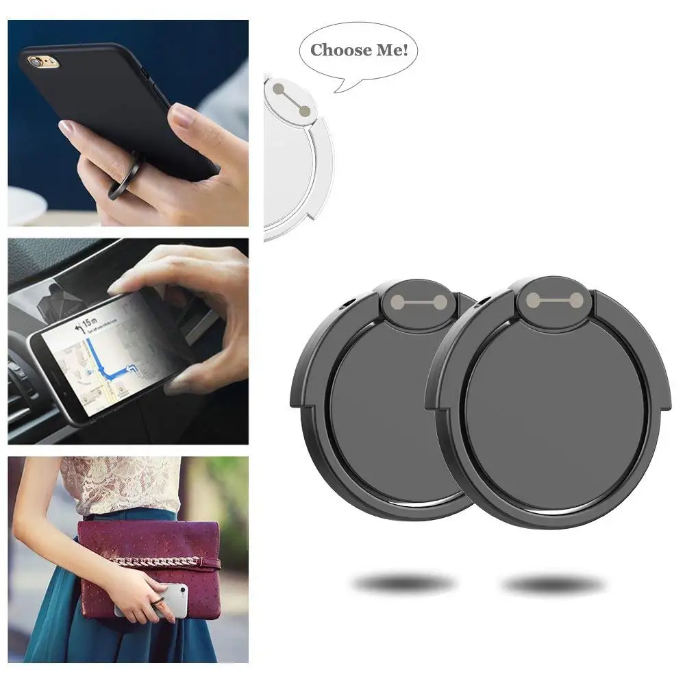 NYFundas 2PCS Finger Rings Holder 360 Rotary Cell Phone Kickstand For iphone X 8 7 Plus Samsung S8 S9 Note9 Universal Smartphone (12)