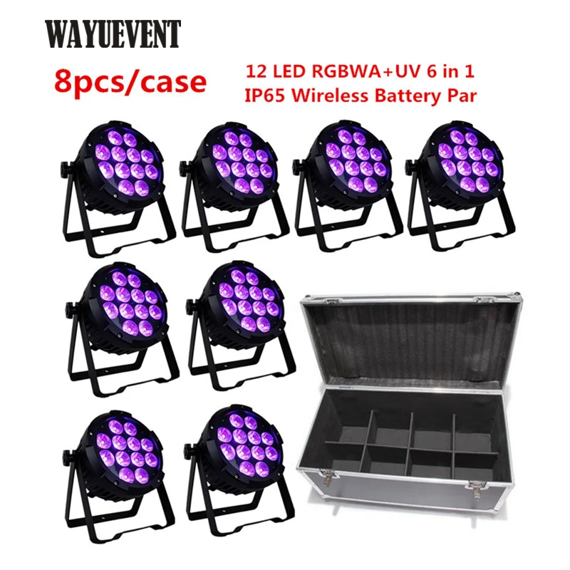 

8pcs+Flight Case 12x18W LED Waterproof Light Wireless battery Par Light Remote Phone APP WIFI control outdoor led stage lights
