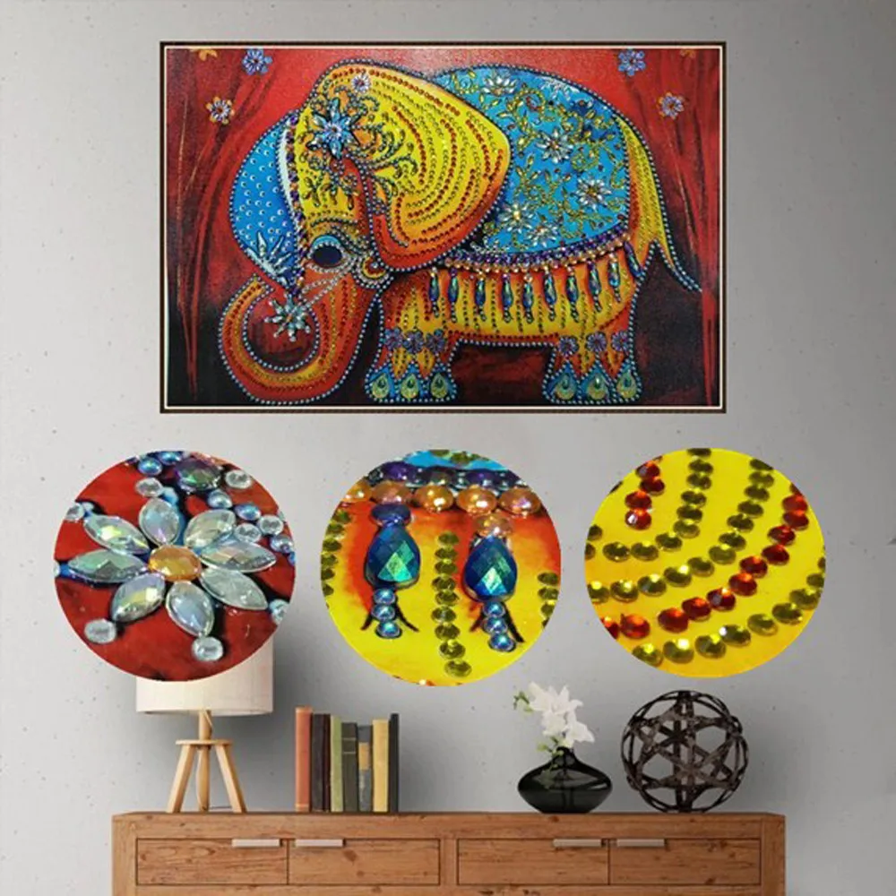 

5D Elephant Special Shaped Diamond Painting Partial Rhinestone Diamond Embroidery Animal Diamond Mosaic Cross Stitch Decor 6Dec2