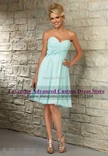 Romantic light blue knee length chiffon bridesmaid dresses vestido de fiesta cheap party dresses A line custom color and sizes