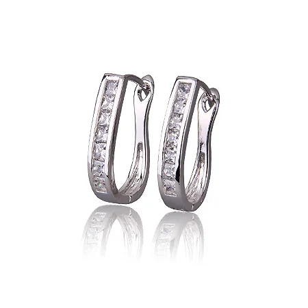 

Wholesale White Gold Color Hoop CC Earring For Women CZ Crystal Zirconia Fashion Free shipping EW-18