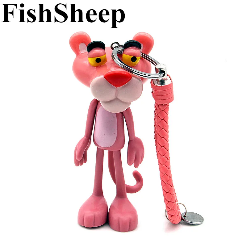 

Cute Cartoon Pink Panther Keychain Key Ring Holder For Women Men Lovely Plastic Pendant Charms Fit For Bag Purse Accessories