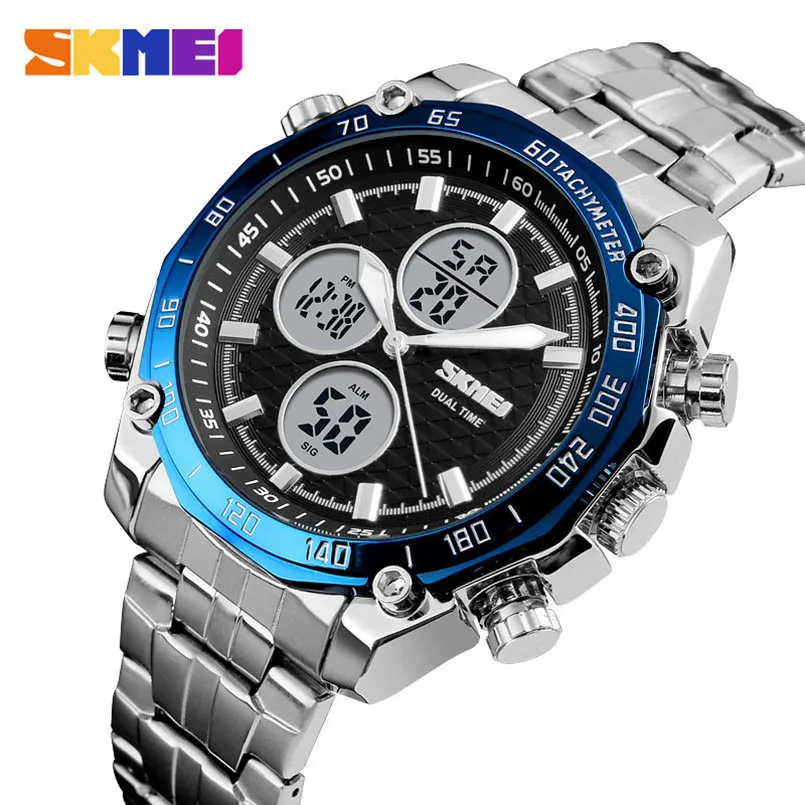 

SKMEI 1302 Men Quartz Watch Dual Time Fashion Waterproof Stopwatch Business Watchs Luxury Military Watch Relogio Masculino