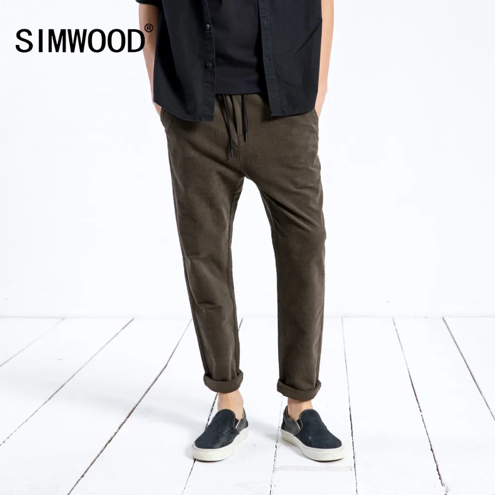 

SIMWOOD 2019 autumn Pants Men Fashion Casual Ankle-Length Slim Straight Fit Trousers Mens Brand Clothes 180398