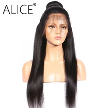 ALICE 250 Density Full Lace Wig Pre Plucked Bleached Knots 8-22 Inch Brazilian Virgin Human Hair Straight Wigs For Black Women