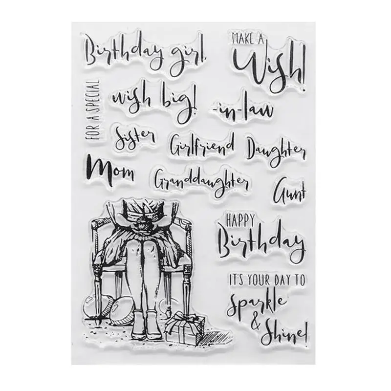 

DIY English Letter Transparent Clear Seal Scrapbooking Photo Album Card Decorative Rubber Stamp Sheets