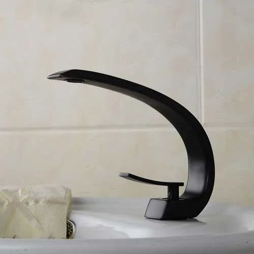 

Contemporary wave shape bathroom sink faucet copper oil rubbed bronze (black) sink mixer deck mounted washbasin tap torneira