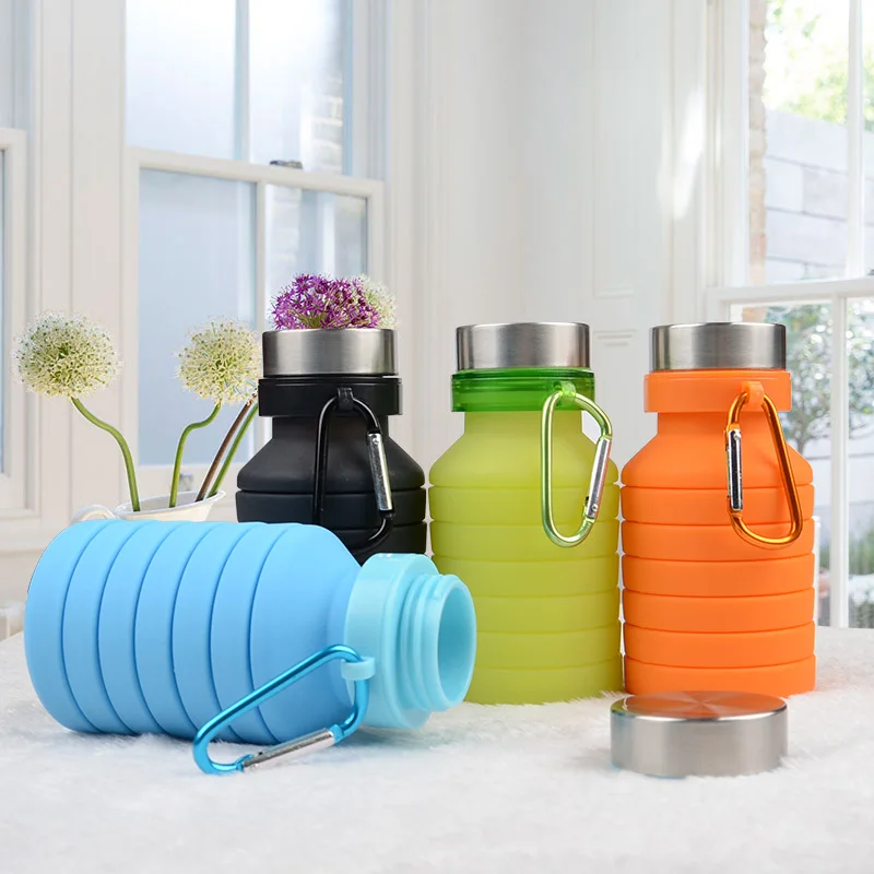 

500ML Portable Silicone Water Bottle Retractable Folding Coffee Bottle Outdoor Travel Drinking Collapsible Sport Drink Kettle