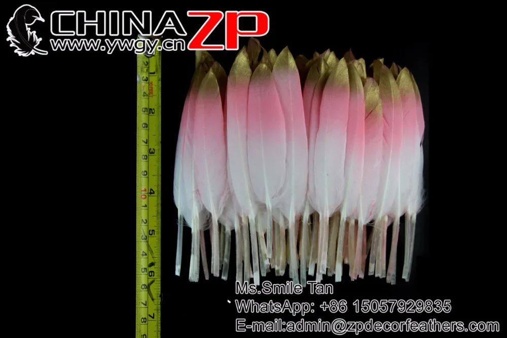 15 Baby Pink Gold dipped Baby Pink feathers (4)